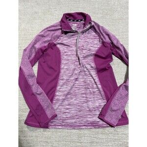 Avia Sweatshirt Women’s Small Purple Striped Long Sleeve 1/4 Zip Active Pullover